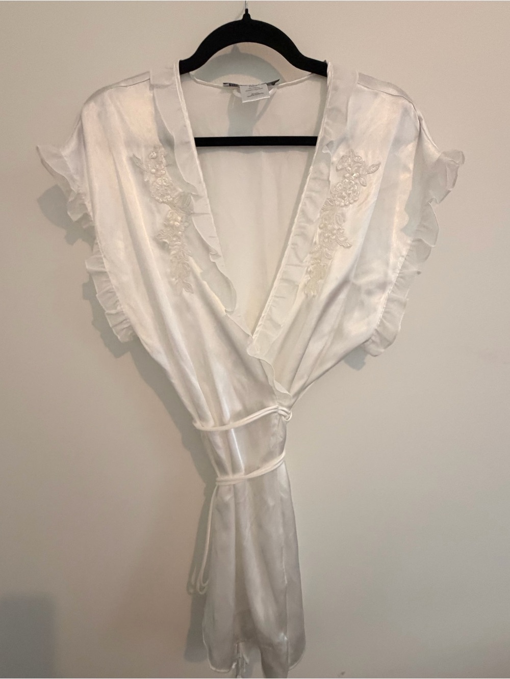 Y2K White Satin Wrap Blouse Coquette Romantic Fairy Grunge Balletcore Embroidere